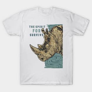 Rhino Head Vintage Illustration T-Shirt